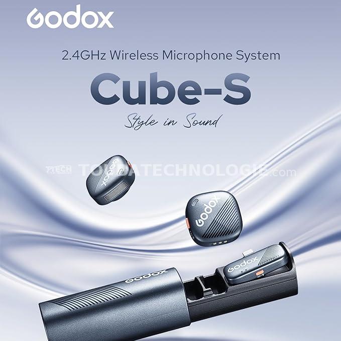 Godox Cube-SL kit2 Microphone cravate sans fil 2,4 G pour iPhone 14/13/12, mini microphone à revers Lightning sans fil, audio Hi-Fi, portée de 300 m, suppression du bruit, batterie 30H pour